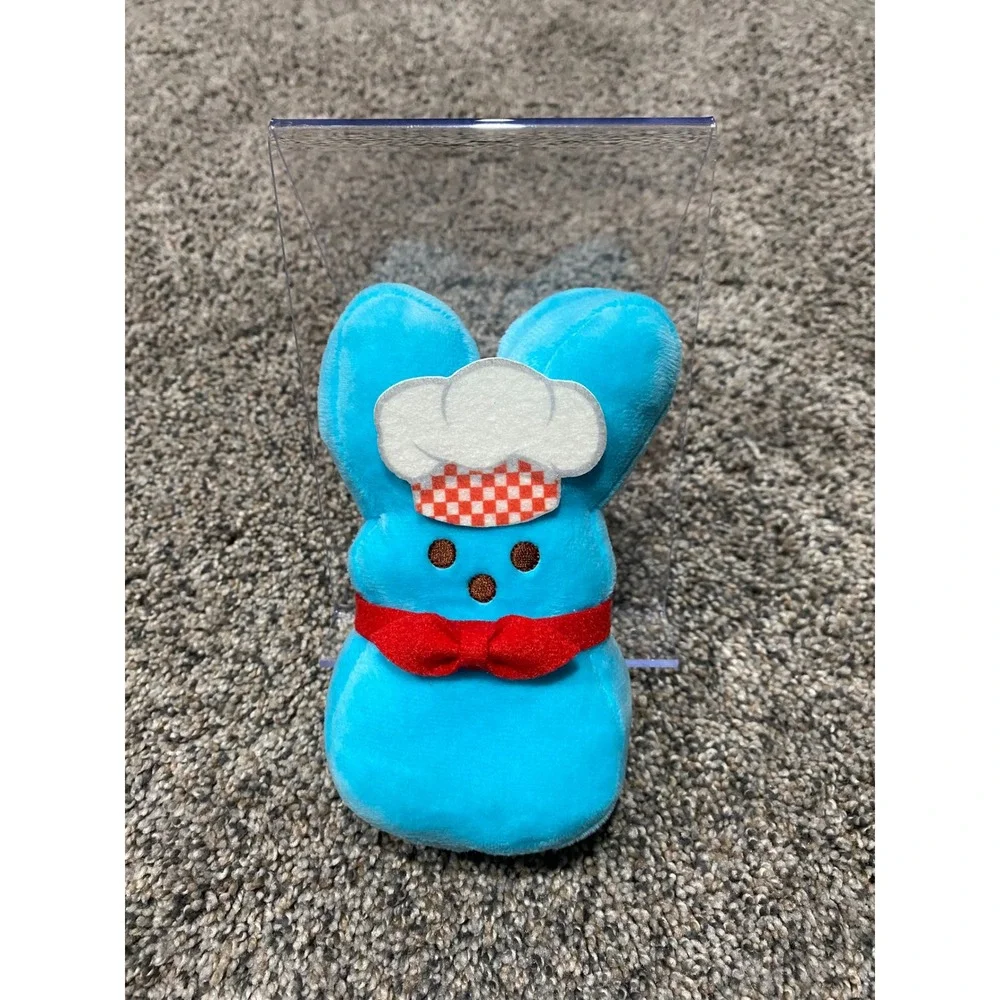 Peeps Plush Bunny Unisex Small Blue Excellent Chef Hat Red Bow Tie Stuffed Toy